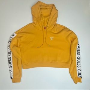 GUESS CROP HOODIE - Size: L - Yellow - New W/out Tags